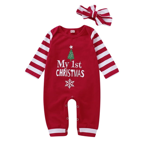 Christmas Baby Girl Infant Ruffle Romper Jumpsuit Bodysuit Outfit Clothes
